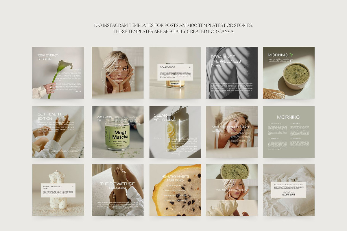 600 Wellness Instagram Templates for Coaches | Canva Bundle