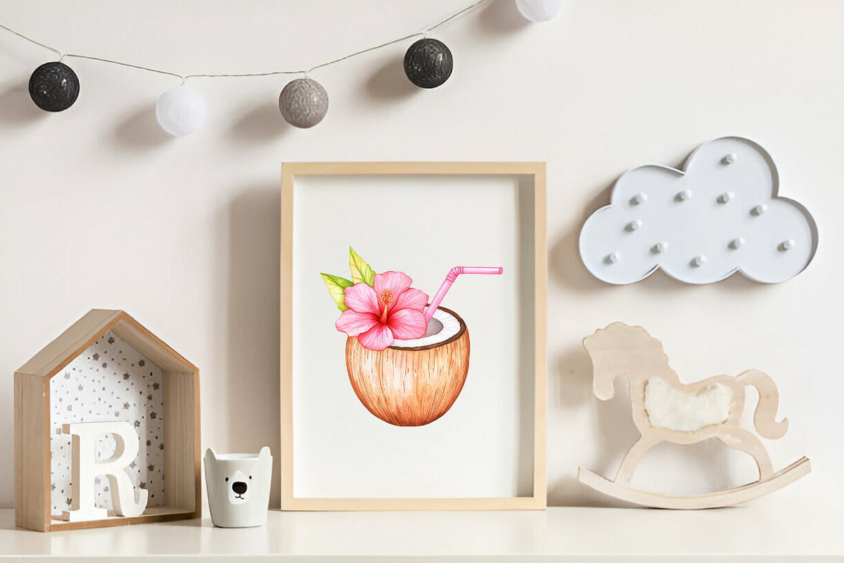 Tropical Clipart Watercolor, Cute, an Illustration by CreationArt (Photo 3 of 9)