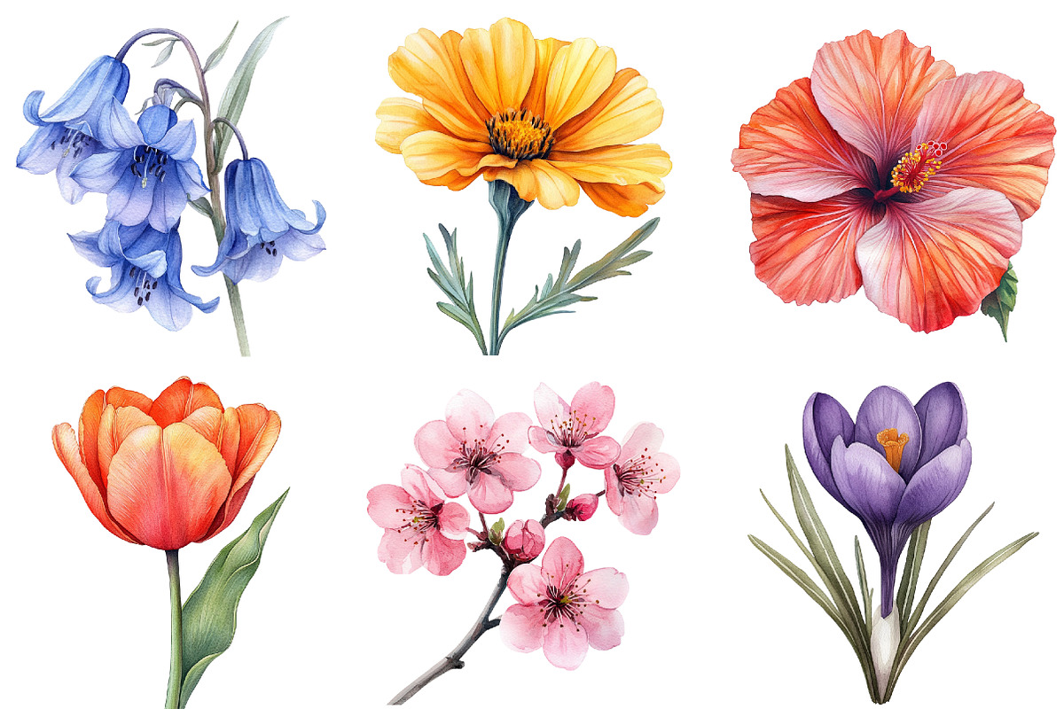 Watercolor Flowers Clipart Bundle, an Illustration by SinaCreation (Photo 2 of 4)