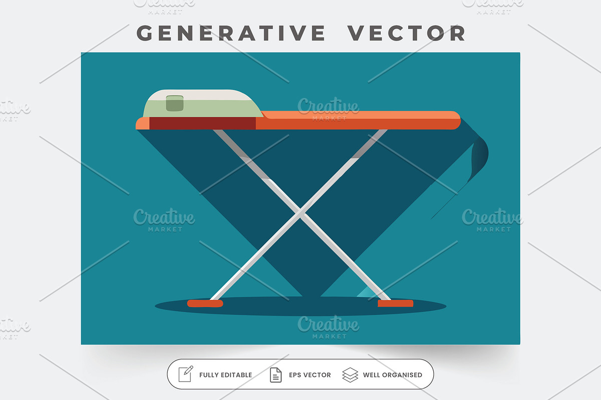 An ironing board is prepared for use, a Graphic by SouravDesign