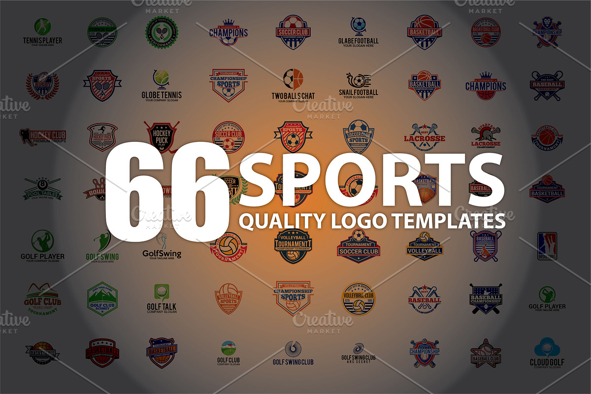 66 SPORTS Logo Templates BUNDLE, a Branding & Logo Template by shazi (Photo 1 of 12)