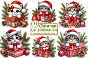 Christmas Cat Sublimation Clipart, a Seasonal Illustration by Craft Nest (Thumbnail 1 of 5)