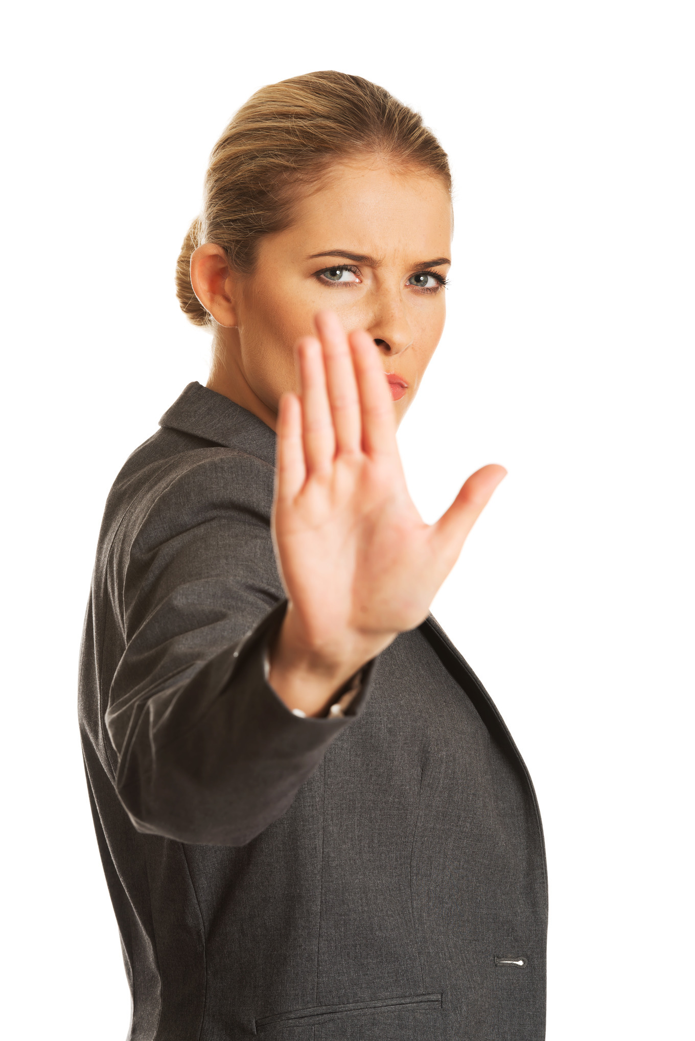 Woman making a stop sign with her hand, a Person Photo by ...