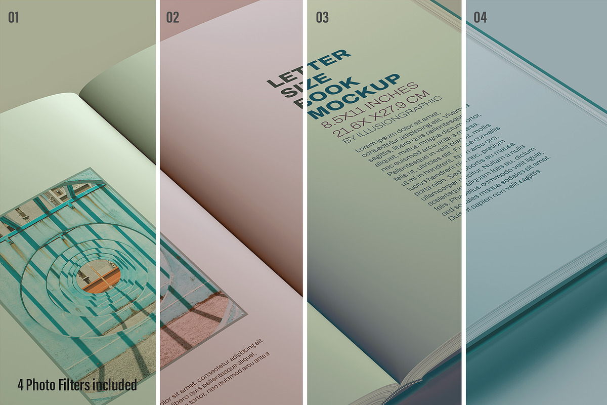 Letter Size Book Mockup - 8 views, a Books & Magazine Mockup by Illusiongraphic (Photo 13 of 24)