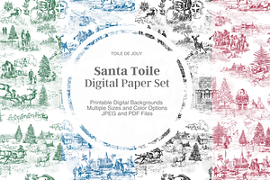 Santa Toile - Digital Paper Set