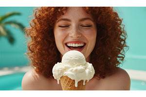 Smiling woman with bright red curly, a Nature Photo by Igor Tichonow