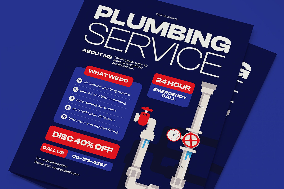 Plumbing Service Flyer, a Flyer Template by graphicook (Photo 2 of 3)