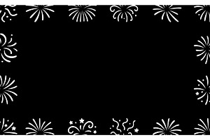 White hand drawn fireworks frame, an Object Illustration by GraphiShop