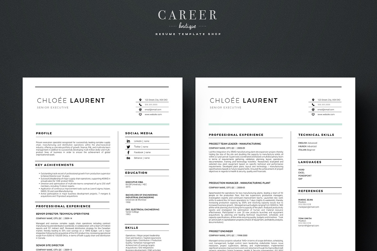 Modern Resume & CoverLetter Template, a Resume Template by careerboutique (Photo 6 of 6)