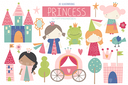 Princess paper set | Illustrations ~ Creative Market