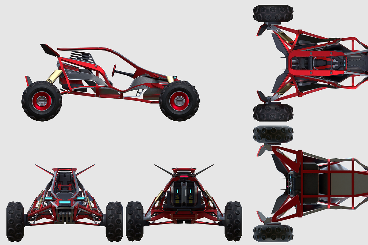 Sci-fi Buggy Low-poly 3D model