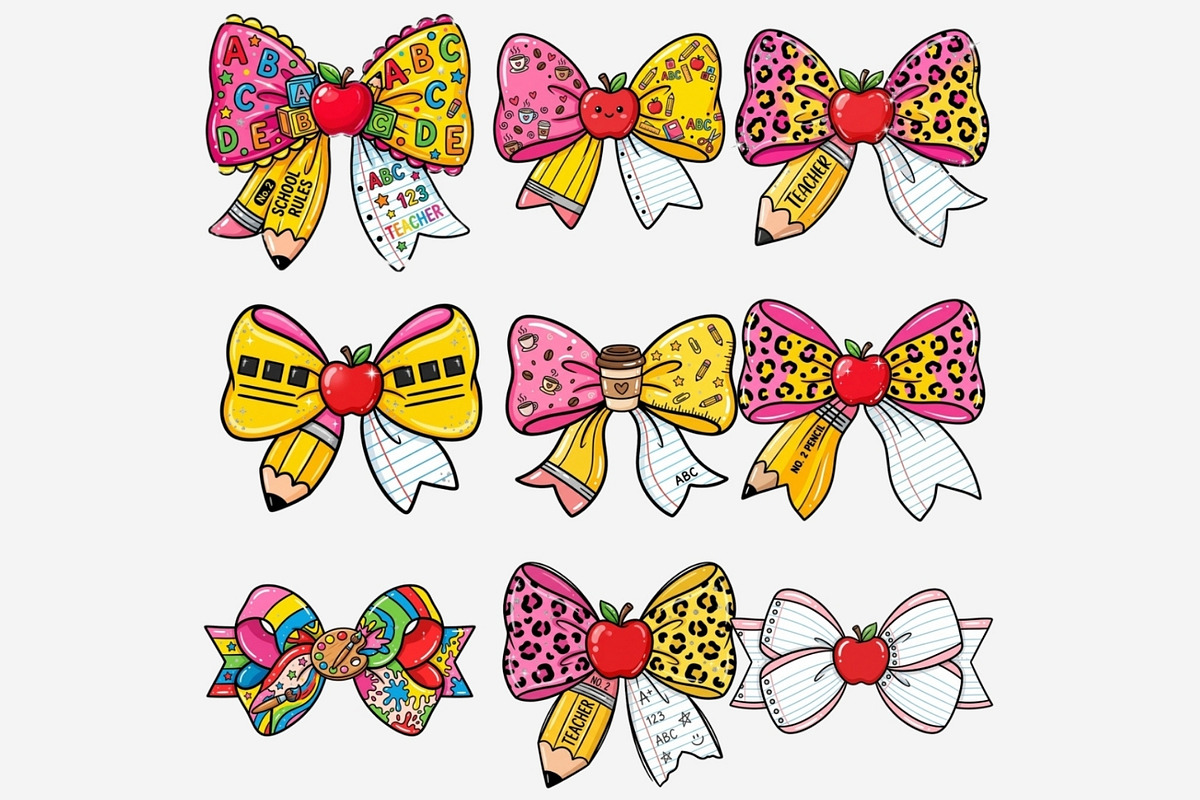 Teacher Bows Clipart Bundle, a Seasonal Illustration by Tanya Kart (Photo 6 of 13)
