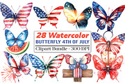 Watercolor Butterfly 4th Of July, an Illustration by DreamCafeArt (Thumbnail 1 of 5)