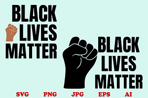 Black lives matter fist sign png svg