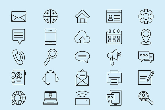 Contact Line Icons Set preview 2