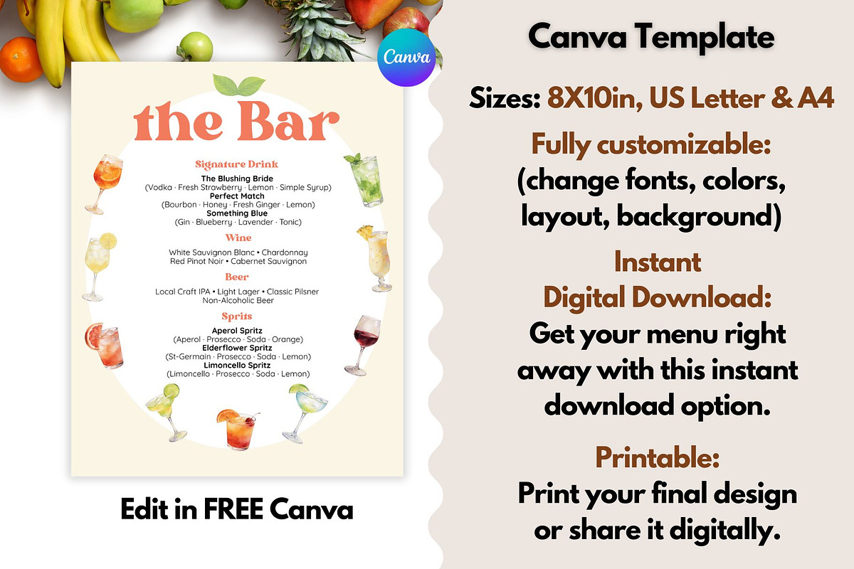 Signature Drink Sign Canva Template, a Brochure Template by GraphiCarola (Photo 3 of 6)