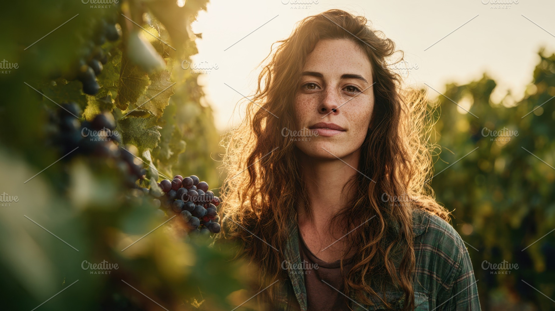 Woman in vineyard at sunset, a Photo by Beautiful things