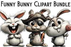 Funny Bunny Clipart Bundle, an Illustration by Pixels.Craft