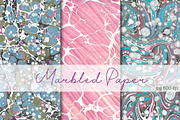3 Hand Marbled Papers Aquarelle, a Texture Graphic by Marblingdom (Thumbnail 1 of 4)