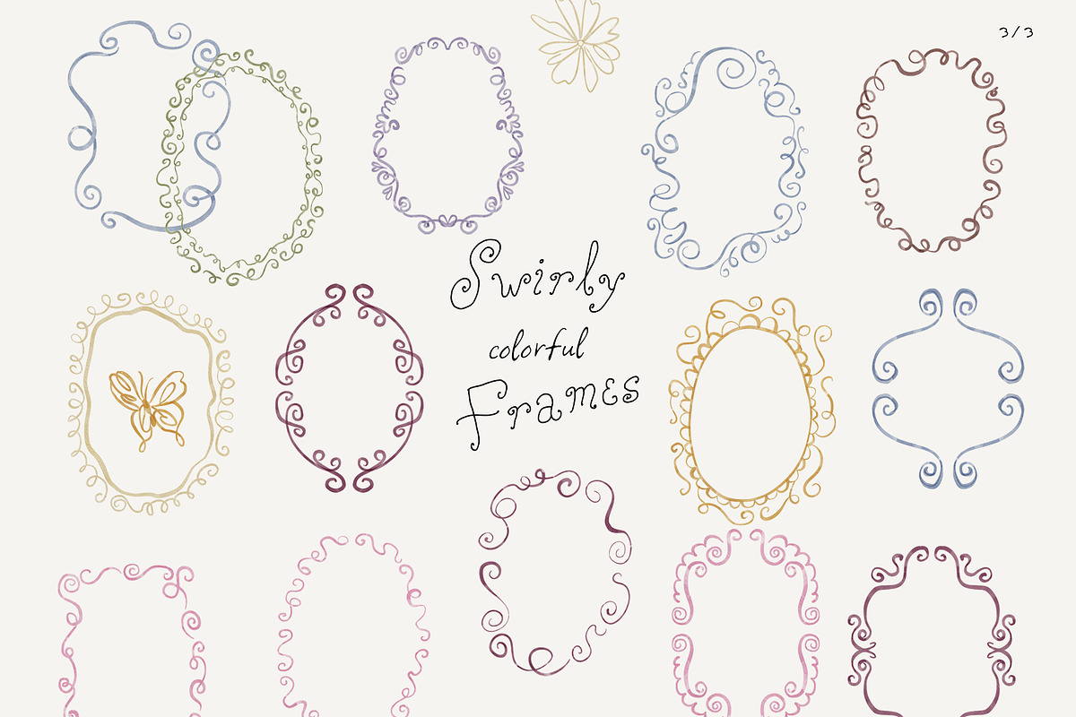 Hand-Drawn Swirly Whimsical Frames, a Decorative Illustration by SunnyAfternoons (Photo 13 of 15)