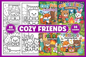 Cozy Friends Coloring Pages, a Decorative Illustration by Design Station