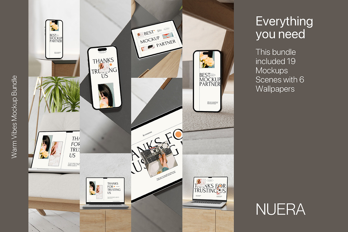NUERA - Warm Vibes Mockup Bundle, a Device Mockup by Creavora (Photo 5 of 10)