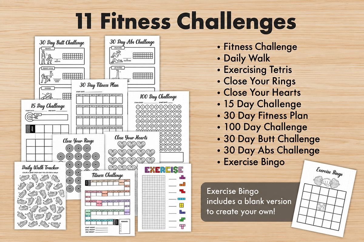 Fitness Journal Bundle, a Stationery Template by DreamyOverlay (Photo 3 of 9)