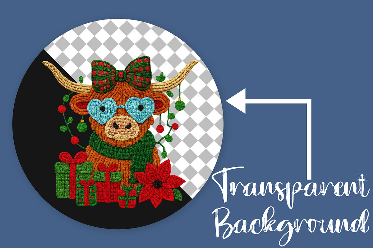 Christmas Highland Cow, an Illustration by Canvas Craft (Photo 2 of 5)