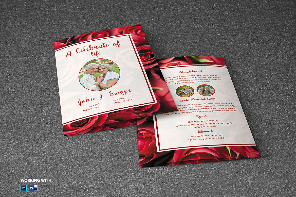 Funeral Program Template Red Rose, a Brochure Template by Madhabi Studio (Photo 5 of 6)