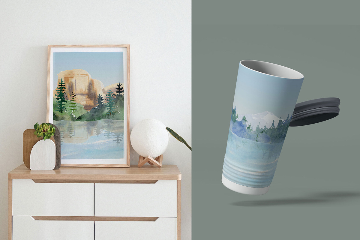 watercolor landscape creator clipart, a Decorative Illustration by LyubovZaytseva (Photo 26 of 27)