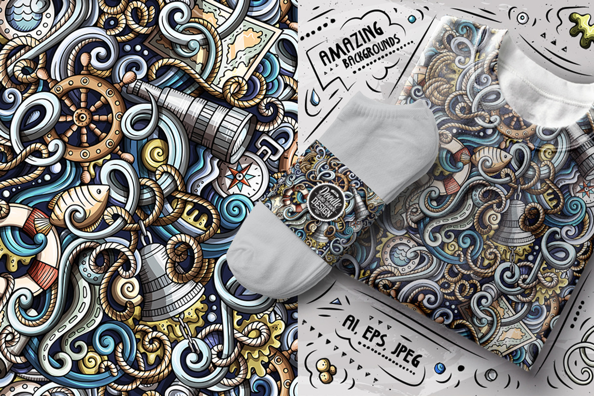 7 Nautical Seamless Patterns, a Pattern Graphic by BALABOLKA (Photo 7 of 8)