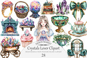 Watercolor Crystals Lover Clipart, an Illustration by Design Market (Thumbnail 1 of 4)