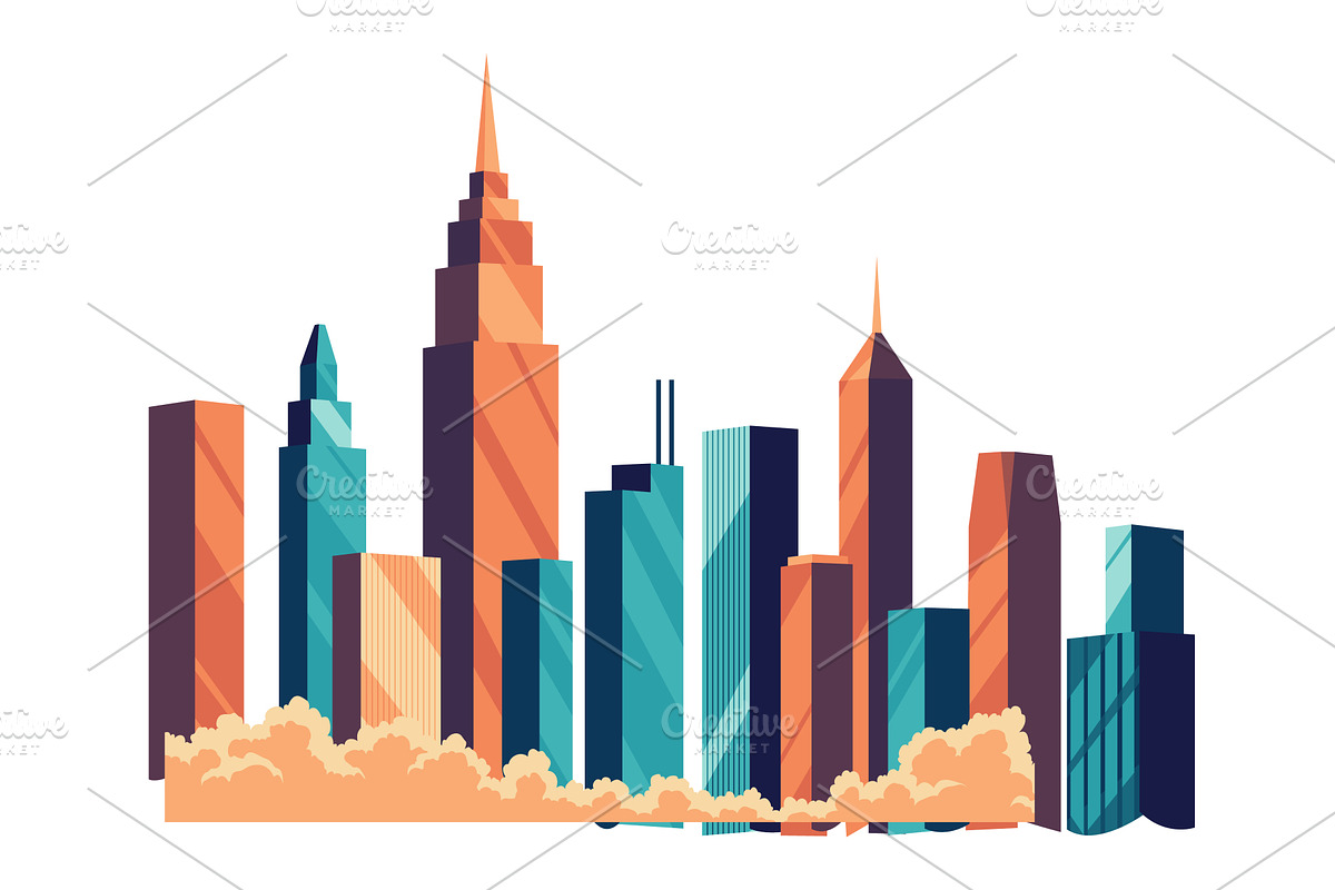 City downtown with skyscrapers, an Object Illustration by Things for designers
