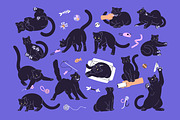 Cute cats set + cards + patterns, an Animal Illustration by PaperTrident (Thumbnail 2 of 6)