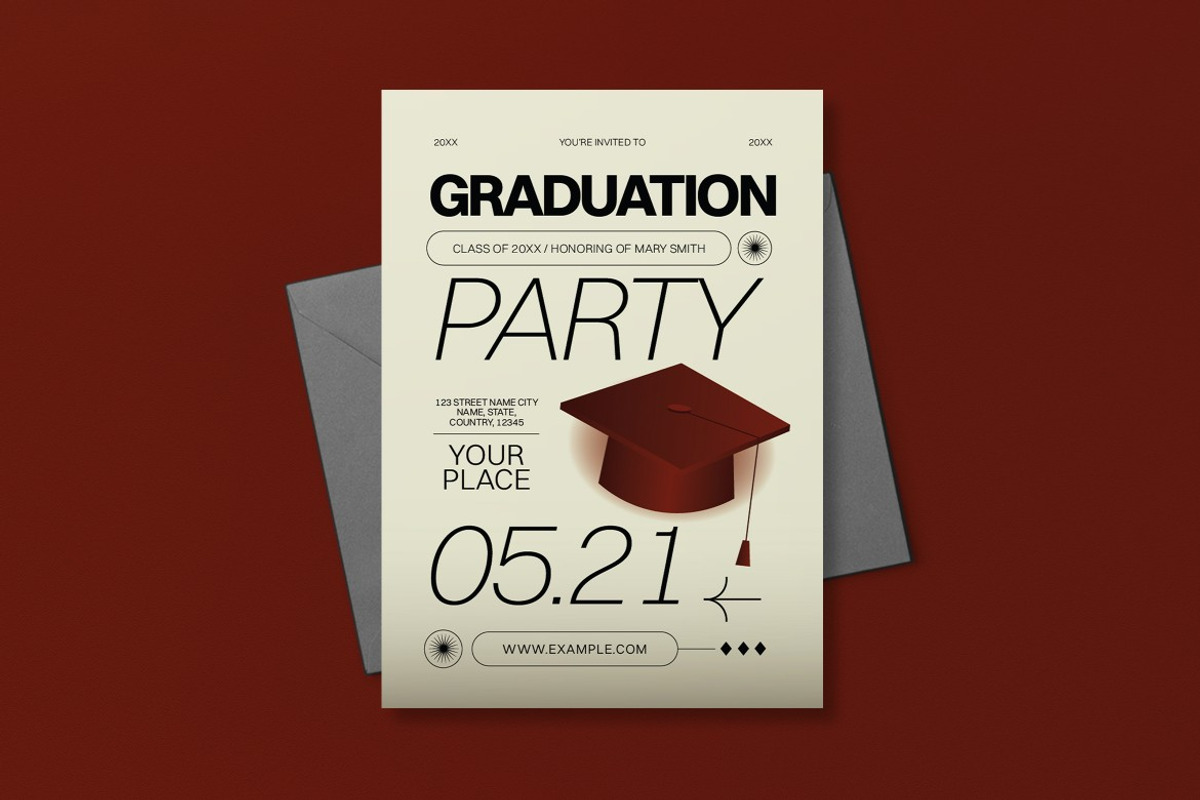 Beige Graduation Party Invitation, a Card Template by graphicook (Photo 3 of 3)