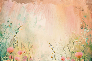 Whimsical Spring Grass And Flowers