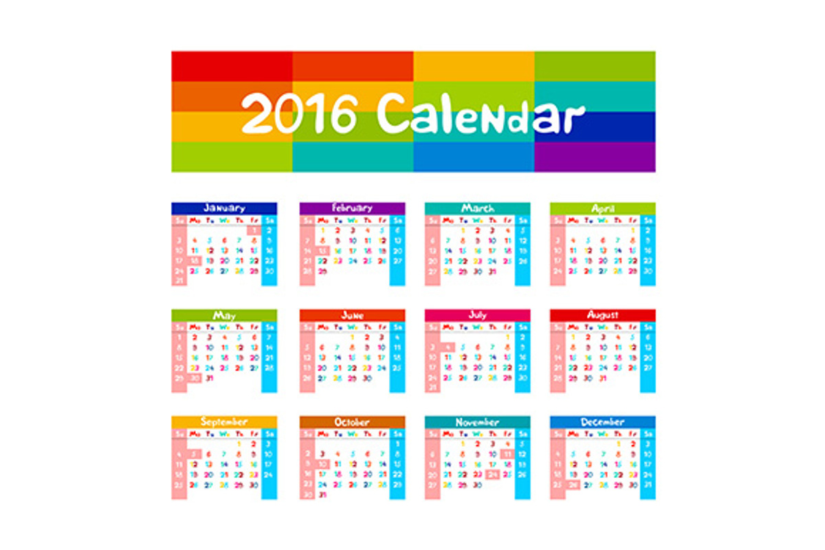 2016 Calendar vector kids hand made, a Stationery Template by Rommeo79 (Photo 2 of 5)