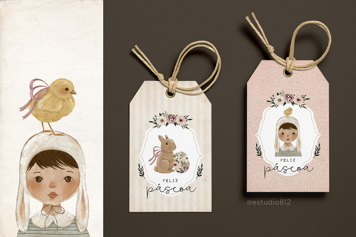 Cute vintage easter clipart set, an Illustration by Estudio 812 (Photo 6 of 7)