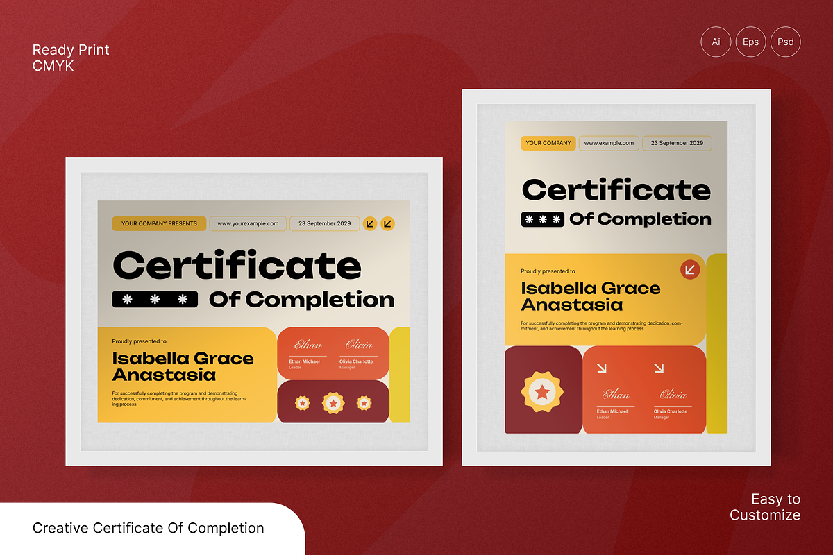 Creative Certificate Of Completion, a Flyer Template by Annora Studio (Photo 1 of 6)