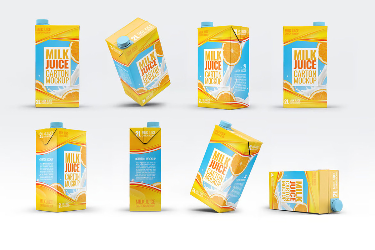 Milk or Juice Carton Mockup, an Advertising Mockup by Hubzway (Photo 1 of 7)