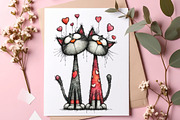 Valentine Romantic Cat Couple Clipar, an Illustration by SinaCreation (Thumbnail 8 of 11)
