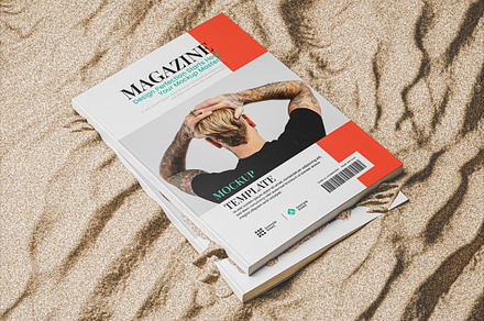 Magazine Mockup in Sand, a Books & Magazine Mockup by Designer Dude