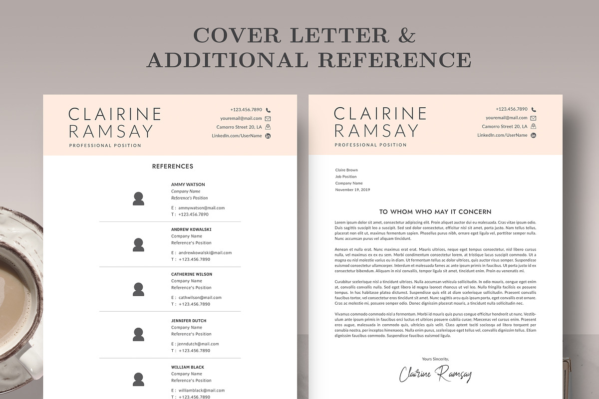 Professional Resume Template RE014, a Resume Template by Draca Design Co (Photo 3 of 3)