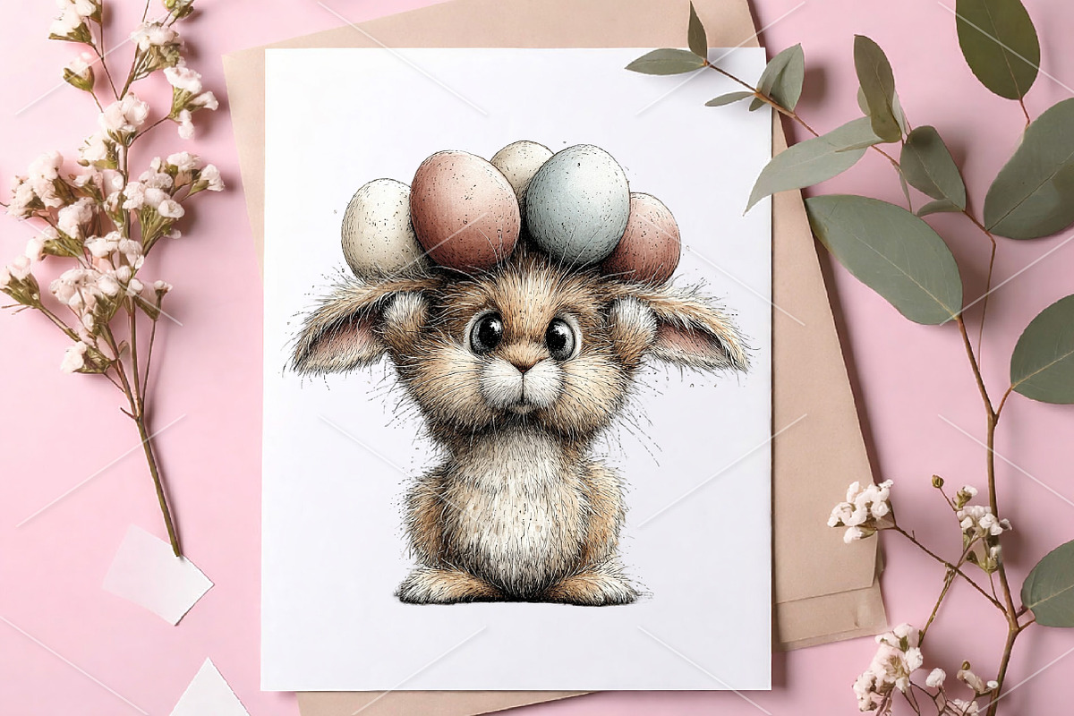 Whimsical Bunny Easter Clipart PNG, a Seasonal Illustration by Canvas Craft (Photo 7 of 7)