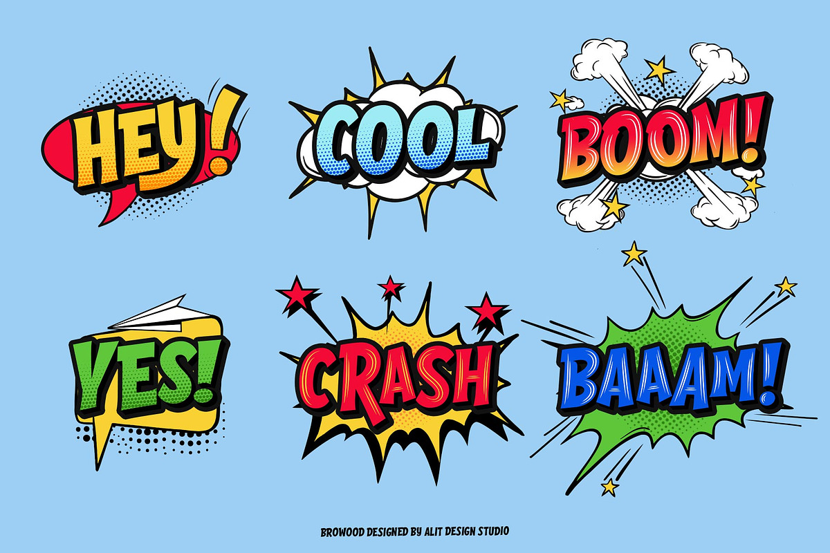 Browood Layered Comic Font, a Sans Serif Font by alit design (Photo 6 of 10)