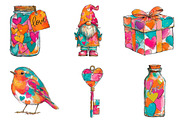 Watercolor Cute Valentine Clipart, an Illustration by CreationArt (Thumbnail 2 of 7)