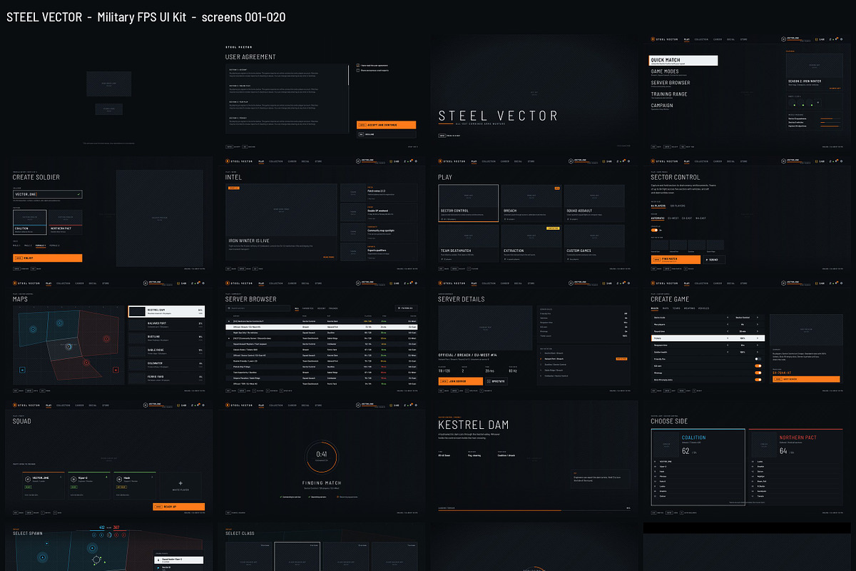 Military FPS Game 100 Screens, an UI Kit Template by pawellpi (Photo 13 of 116)