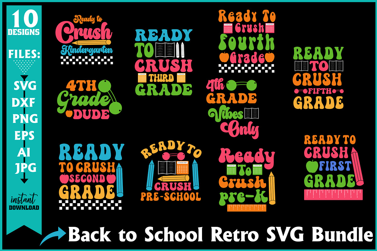 Back to school retro Bundle, SVG, an Object Graphic by Creative Art (Photo 1 of 3)