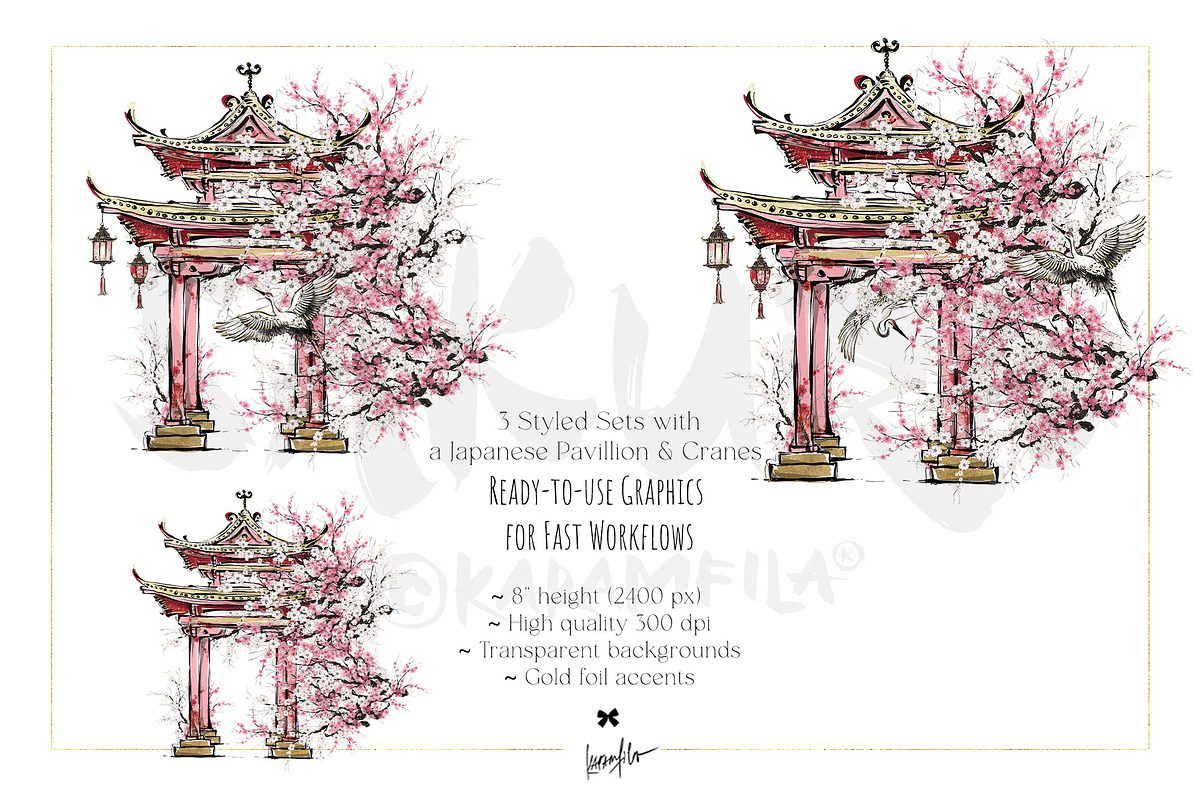 Cherry Blossoms Japan Clipart Sakura, a Decorative Illustration by KaramfilaS (Photo 2 of 9)