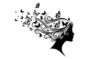 Woman Butterfly Hair Silhouette, an Object 3D Model by yasushie (Thumbnail 29 of 31)
